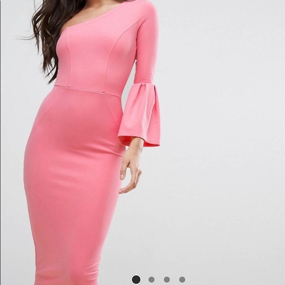 ASOS one shoulder pink midi dress - Picture 1 of 4